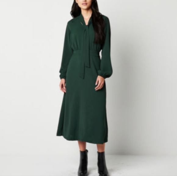 Worthington Dresses & Skirts - NWT Worthington Neck Tie Midi Dress In Lincoln Green Size Woman's 2X